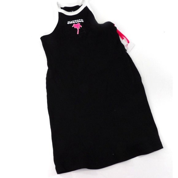 Girl's Justice Black High Neck Rib Dress S 7/8 NWT - Picture 2 of 6